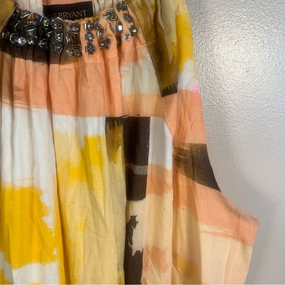 Lane Bryant Jewel Beaded Crystal Neck Tired Maxi Dress - Picture 3 of 11